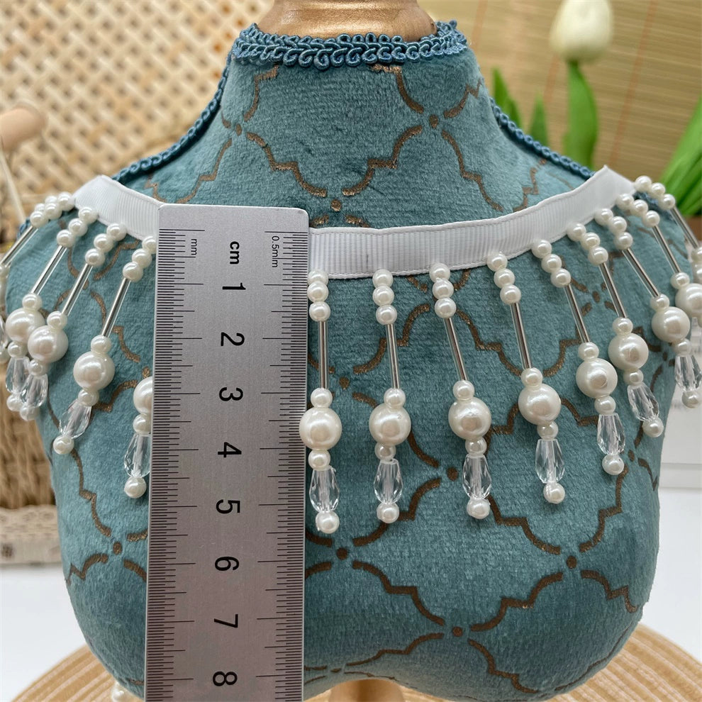 3698 Nuevo, encaje con flecos de perlas hecho a mano, para ropa, textiles para el hogar, cortina DIY, lámpara de escritorio, encaje decorativo