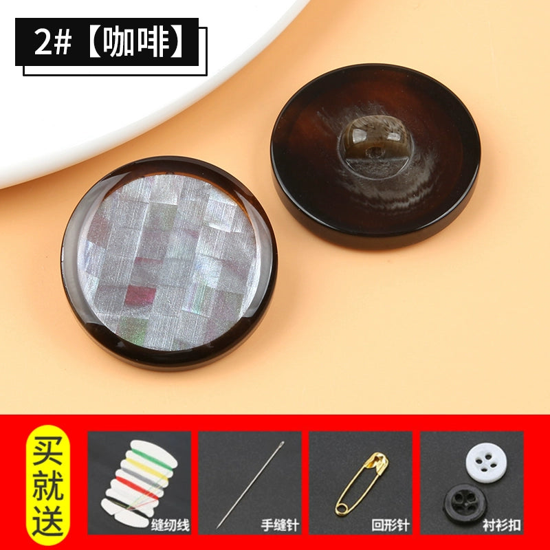 3244★  Shell pattern round button coat trench coat high-end button top women's clothes sweater decorative size button accessories