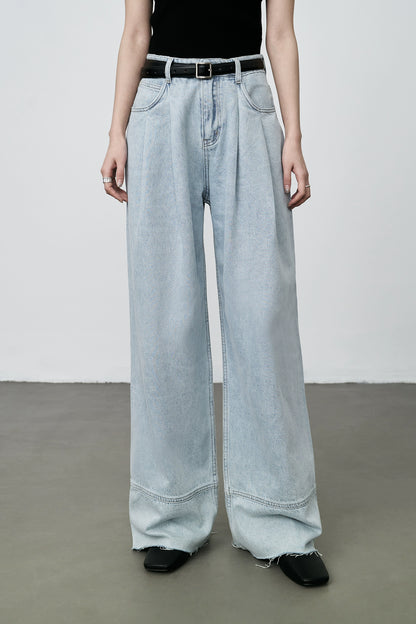 Pantalones vaqueros retro lavados de pierna ancha CAREMIND 2024 Pantalones ajustados de cintura alta y rectos para mujer 