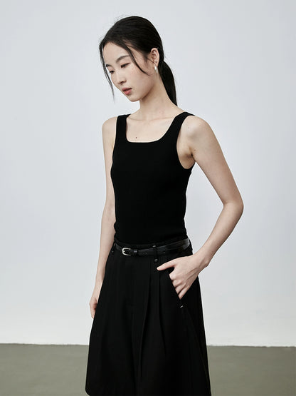 Chaleco de punto sin mangas de cinco colores de seda CAREMIND con cuello en U y parte superior ajustada de verano en la espalda 