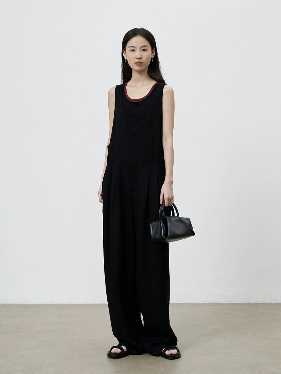 [Fácil de salir a la calle] CAREMINDU - Chaleco de dos piezas con cuello falso a juego de colores, diseño versátil de ropa apilada, camiseta sin mangas para mujer 