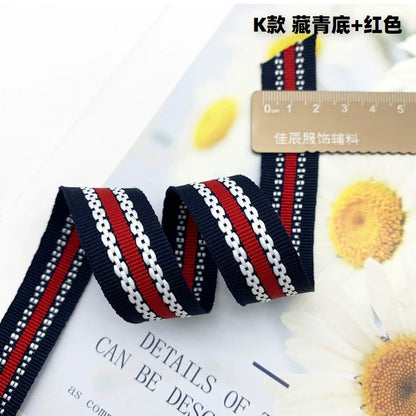 3857 Tiras de borde de cinta jacquard de punto de salto de rayas de color de 2 cm, ribete de borde de pantalones, tiras laterales, textiles para el hogar, accesorios de ropa