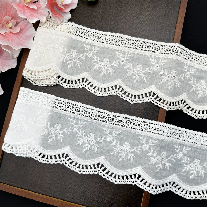 Tela bordada hueca de algodón puro de 10,5 cm de ancho, 3785 cm de ancho, para bricolaje, Mori, pastoral, para sofá, ropa, falda, dobladillo, decoración