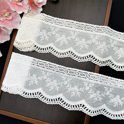 Tela bordada hueca de algodón puro de 10,5 cm de ancho, 3785 cm de ancho, para bricolaje, Mori, pastoral, para sofá, ropa, falda, dobladillo, decoración