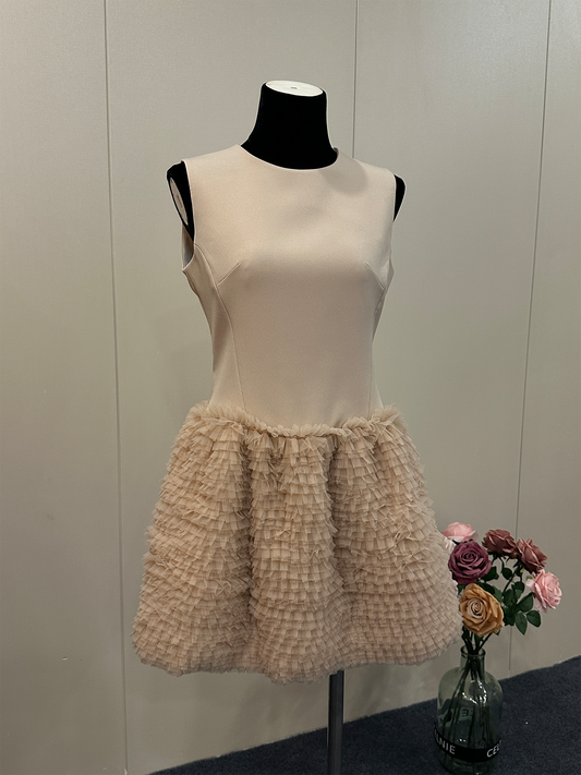 8021★  noble and gentle daughter style dress for women 25 summer thin heavy industry splicing cake skirt
