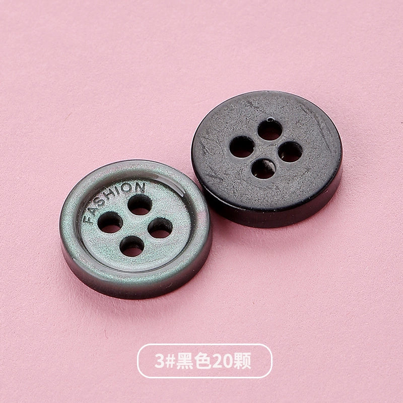 3354★  Shirt Buttons White Black Men's Round Cardigan Chiffon Shirt Top Cuffs Pearlescent Buttons Resin Buttons