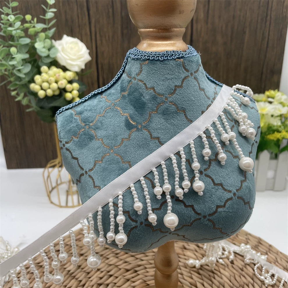 Cinturón de hanfu con flecos de perlas, cadena, tocado, colgante, accesorios de decoración de ropa, 3688 cm de ancho, hecho a mano