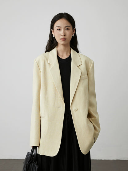 [Departamento de Naturaleza Viajero] Chaqueta de temperamento suelto CAREMIND Traje de lino tencel para mujer 