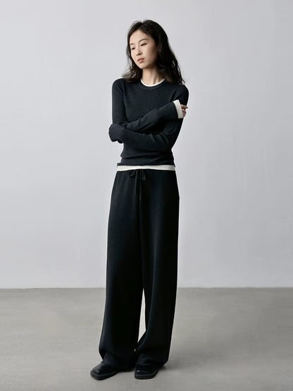 Pantalones deportivos informales de pierna ancha con cordón ajustable, de color liso, con tejido de pelo súper ajustado de CAREMIND 