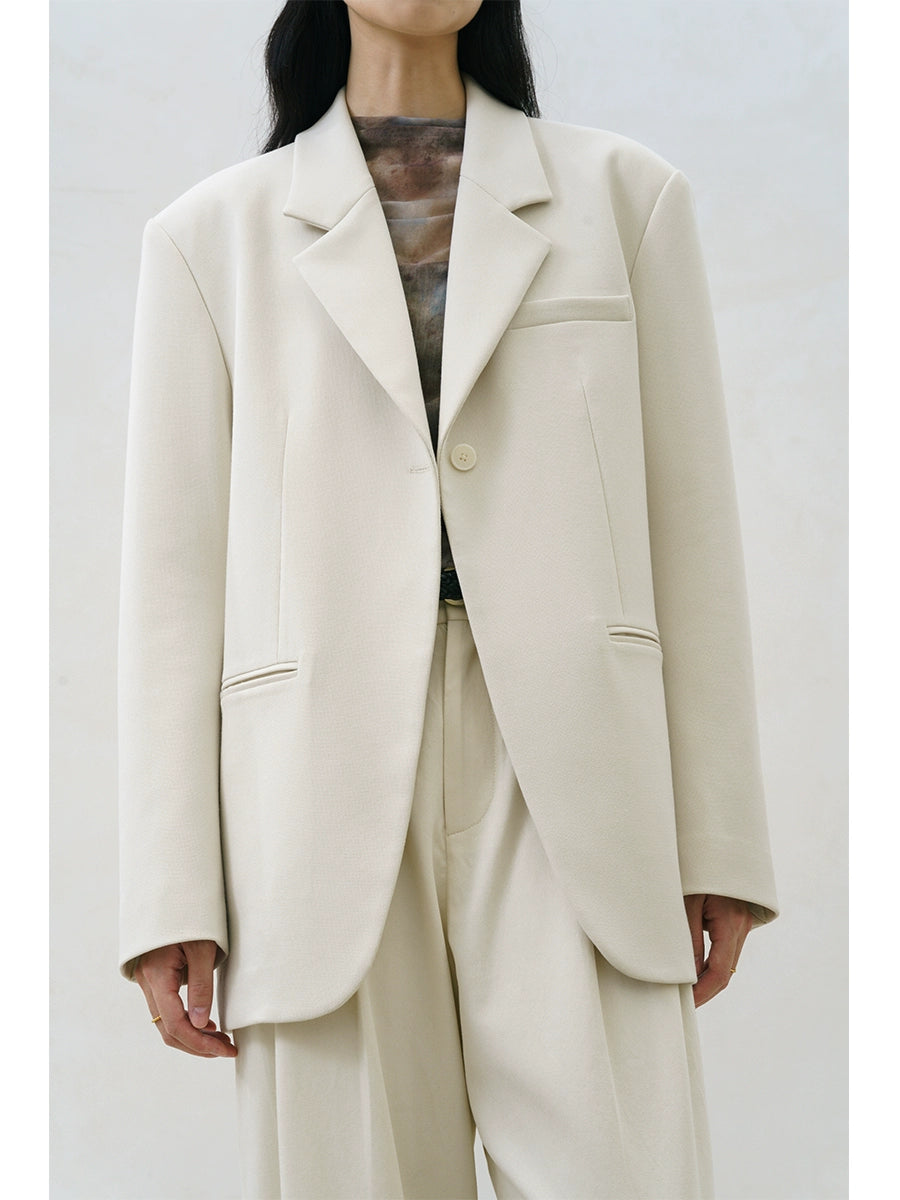 [Oferta especial por tiempo limitado] Blazer versátil blanco beige original de otoño e invierno, traje de perfil fino y cómodo para mujer 2024 