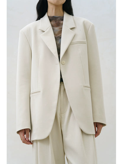 [Oferta especial por tiempo limitado] Blazer versátil blanco beige original de otoño e invierno, traje de perfil fino y cómodo para mujer 2024 