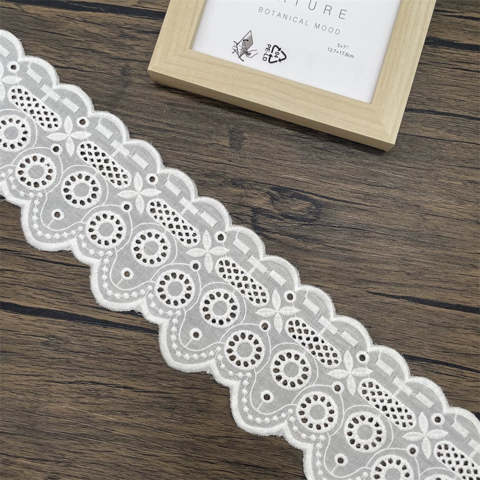 3796 Nuevos y exquisitos accesorios de encaje bordado de algodón blanco hechos a mano, falda de cortina, tela decorativa para ropa