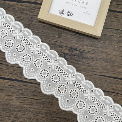 3796 Nuevos y exquisitos accesorios de encaje bordado de algodón blanco hechos a mano, falda de cortina, tela decorativa para ropa