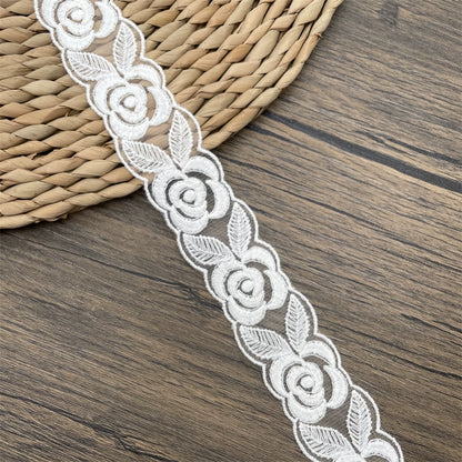 3815 Exquisito encaje blanco soluble en agua, malla bordada, accesorios de encaje bilateral, materiales hechos a mano para bricolaje, cinturón de encaje decorativo
