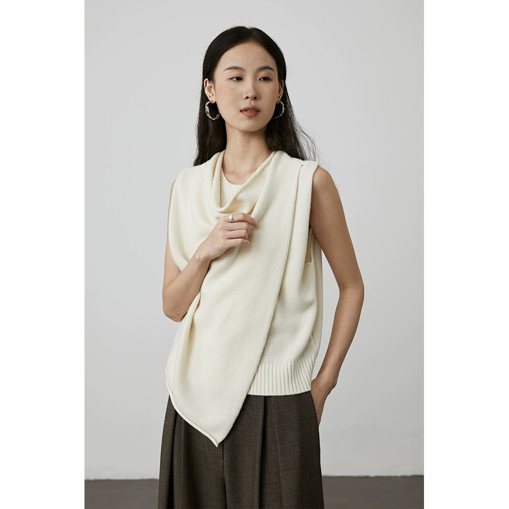 [Chaleco en do menor] Suéter de punto de lana sin mangas con cuello alto y estilo coreano CAREMIND, chaleco con capa exterior de alta calidad 