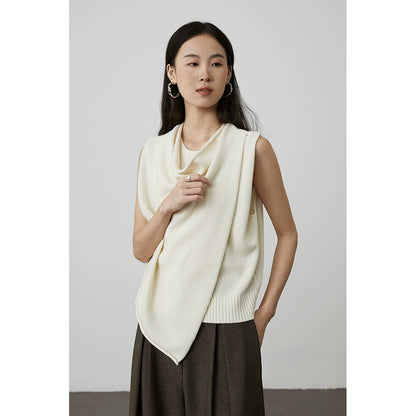 [Chaleco en do menor] Suéter de punto de lana sin mangas con cuello alto y estilo coreano CAREMIND, chaleco con capa exterior de alta calidad 