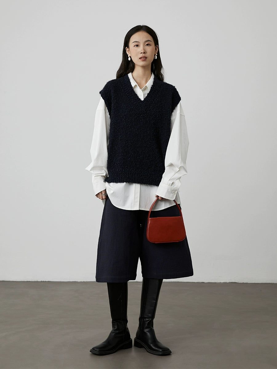 [Paso libre] Pantalones anchos de siete puntos de alta gama y estilo chic de CAREMIND, culottes de media pierna Yamamoto versátiles de estilo extranjero 