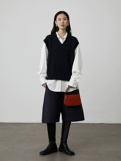 [Paso libre] Pantalones anchos de siete puntos de alta gama y estilo chic de CAREMIND, culottes de media pierna Yamamoto versátiles de estilo extranjero 