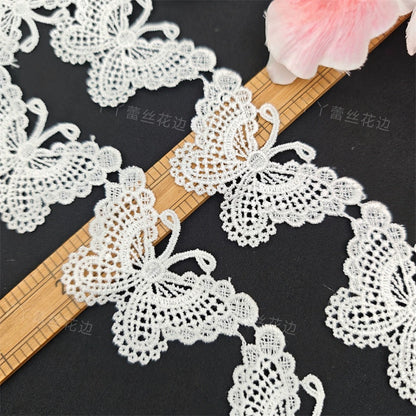 3664 Exquisito encaje de poliéster con forma de mariposa, tela de encaje soluble en agua para ropa, joyería de boda, collar, correa de hombro, cinturón, accesorios decorativos