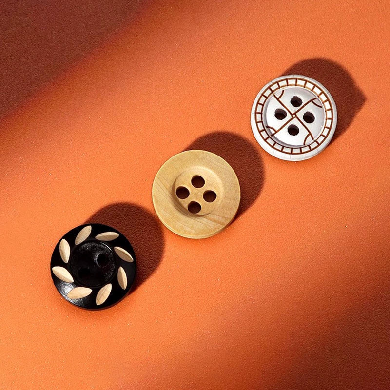 3328★  Natural wood round button shirt shirt children's wood buttons retro burnt edge log color bowl-shaped small buttons