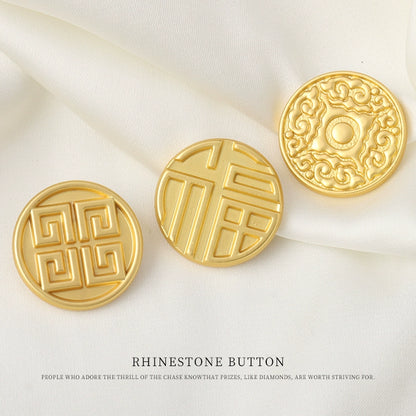 3265★  Guochao Chinese-style golden blessing metal buttons Chinese-style antique versatile coat trench coat Hanfu buttons
