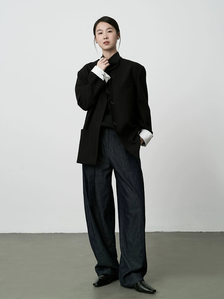 Pantalones casuales de lino CAREMIND, pantalones anchos de textura versátil, pantalones azules marino únicos para niños, pantalones para el viaje de otoño, nuevos 