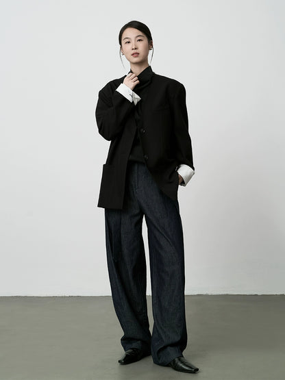 Pantalones casuales de lino CAREMIND, pantalones anchos de textura versátil, pantalones azules marino únicos para niños, pantalones para el viaje de otoño, nuevos 