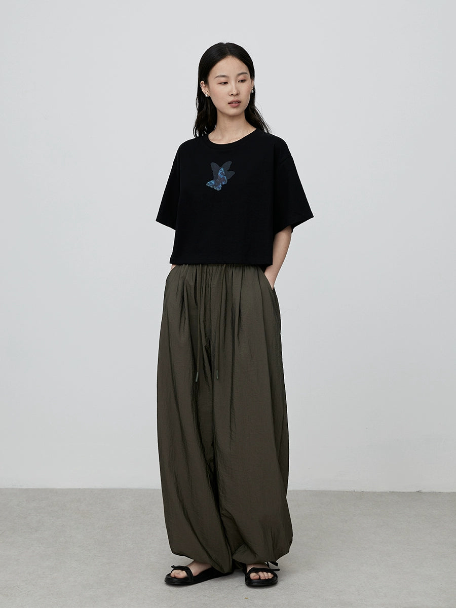 Pantalones anchos con cintura elástica color verde oliva elegantes de CAREMIND, monos casuales atados con forma de pera a la moda 