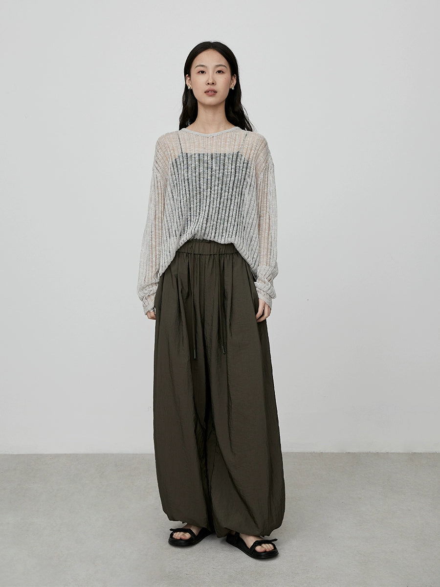 Pantalones anchos con cintura elástica color verde oliva elegantes de CAREMIND, monos casuales atados con forma de pera a la moda 