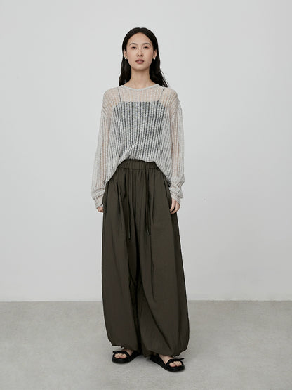 Pantalones anchos con cintura elástica color verde oliva elegantes de CAREMIND, monos casuales atados con forma de pera a la moda 