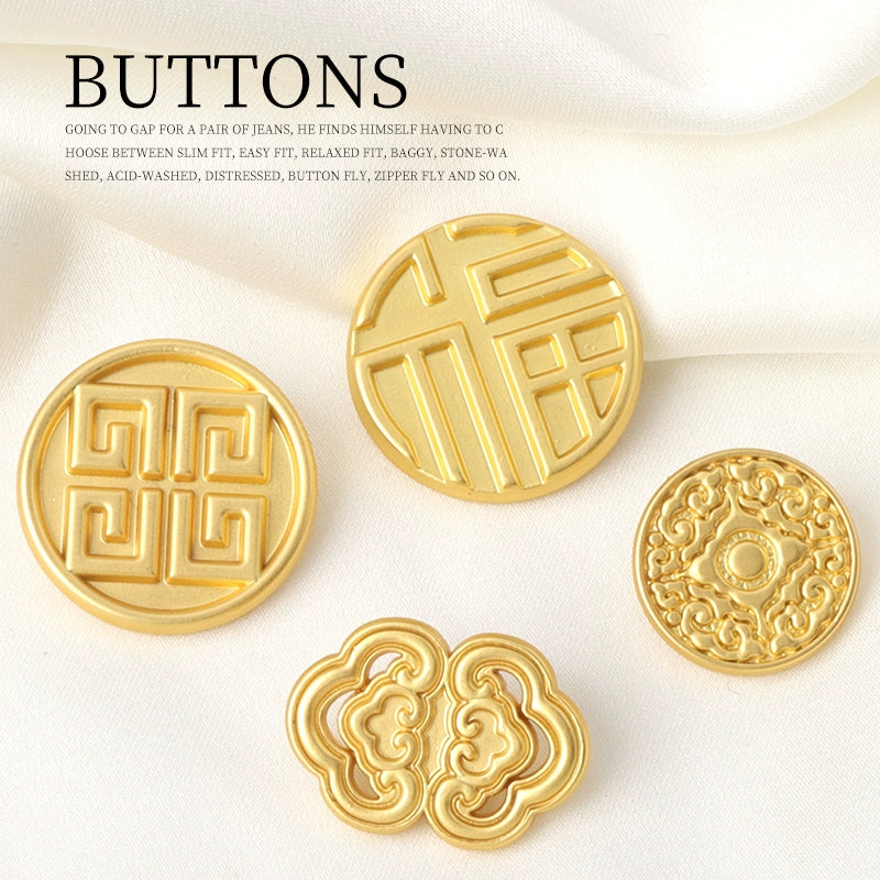 3265★  Guochao Chinese-style golden blessing metal buttons Chinese-style antique versatile coat trench coat Hanfu buttons