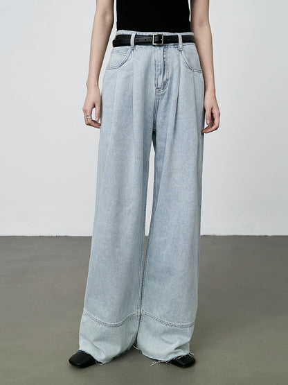 Pantalones vaqueros retro lavados de pierna ancha CAREMIND 2024 Pantalones ajustados de cintura alta y rectos para mujer 