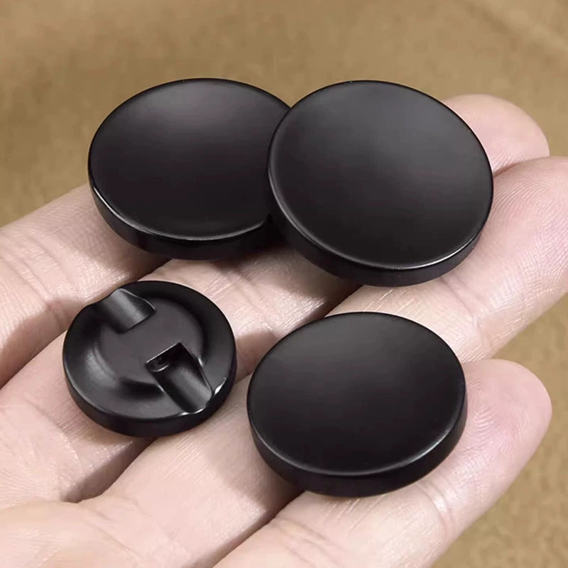 3454★ Botones redondos negros de alta gama para abrigo de cachemira, suéter, chaqueta de lana, ropa de mujer versátil, botones decorativos de resina