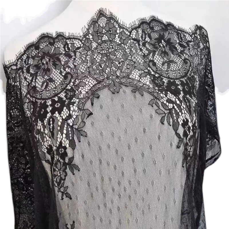 3740 Largeur 55 cm Haute Qualité Maille Fleur Unilatérale Cils Dentelle Mariage Châle Épissage Vêtements Accessoires