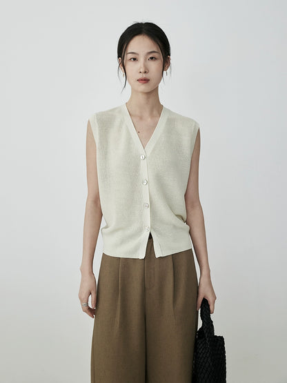 [Summer Partner] CAREMIND four-color sleeveless V-neck breathable knitted vest, thin outer wear vest