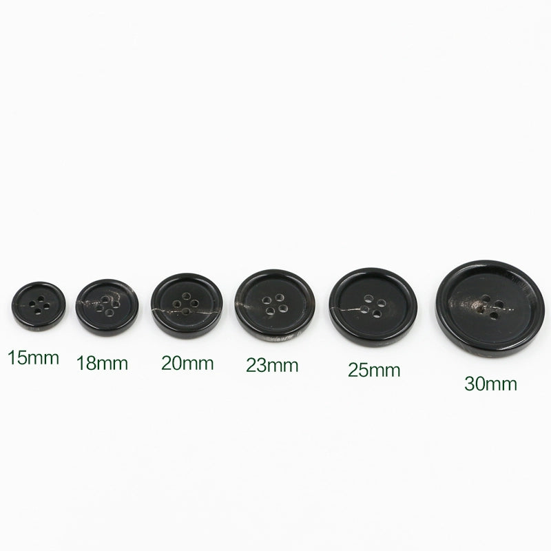 3456★ Botón de cuerno marrón negro con cuatro ojales, botón redondo con borde fino para chaqueta de cuero de traje informal formal para hombres y mujeres