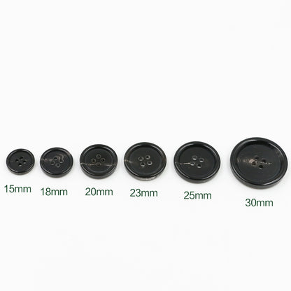 3456★ Botón de cuerno marrón negro con cuatro ojales, botón redondo con borde fino para chaqueta de cuero de traje informal formal para hombres y mujeres