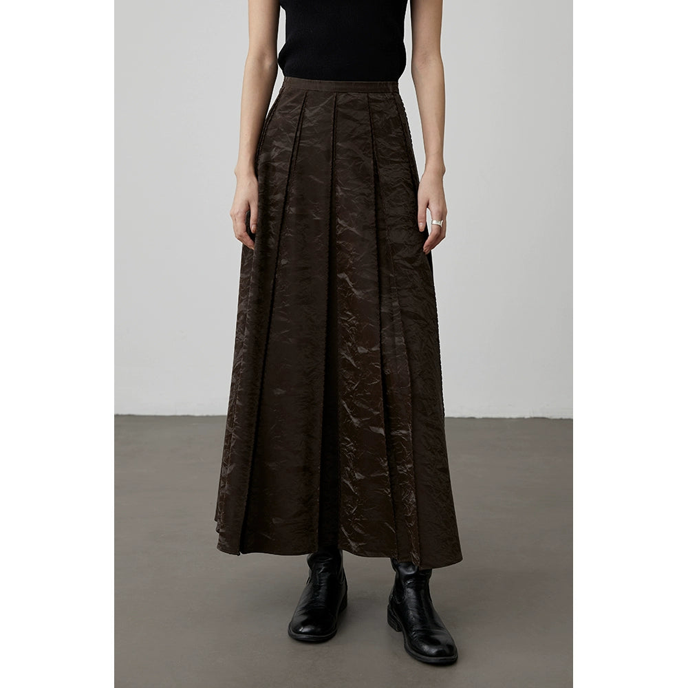 [Serrated leather skirt] CAREMIND new Chinese style horse face skirt retro dark pattern jacquard a-word skirt