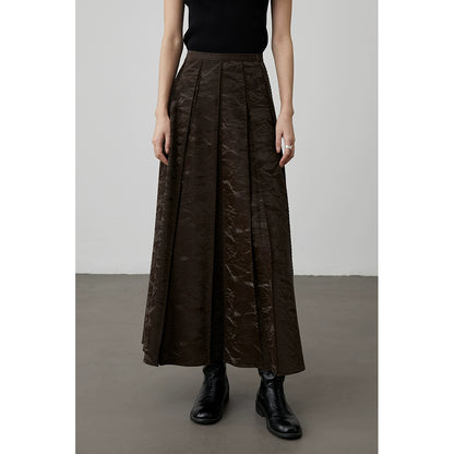 [Serrated leather skirt] CAREMIND new Chinese style horse face skirt retro dark pattern jacquard a-word skirt