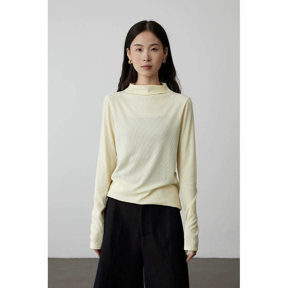 [Selección de corazón cómodo] Camisa clásica de cuatro colores con parte inferior de tencel fino de CAREMIND, top apilado de cuello semialto y corte entallado 