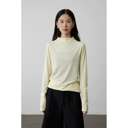 [Selección de corazón cómodo] Camisa clásica de cuatro colores con parte inferior de tencel fino de CAREMIND, top apilado de cuello semialto y corte entallado 