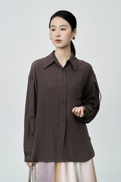 Camisa informal holgada de manga larga estilo retro de CAREMIND, camisa ligera de lujo con solapa versátil, ropa para mujer 