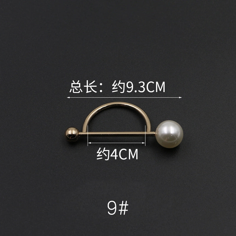 3529★ Versión coreana de moda con hebilla de anillo de metal, hebilla de alfiler de perla, abrigo, chaqueta, suéter, bufanda, accesorios, hebilla decorativa, hebilla de cinturón