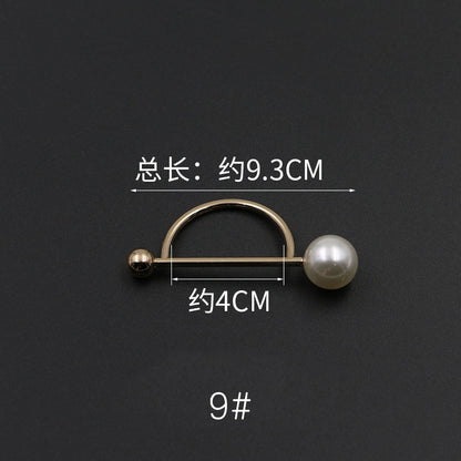 3529★ Versión coreana de moda con hebilla de anillo de metal, hebilla de alfiler de perla, abrigo, chaqueta, suéter, bufanda, accesorios, hebilla decorativa, hebilla de cinturón