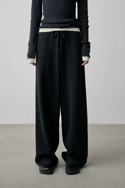 Pantalones deportivos informales de pierna ancha con cordón ajustable, de color liso, con tejido de pelo súper ajustado de CAREMIND 