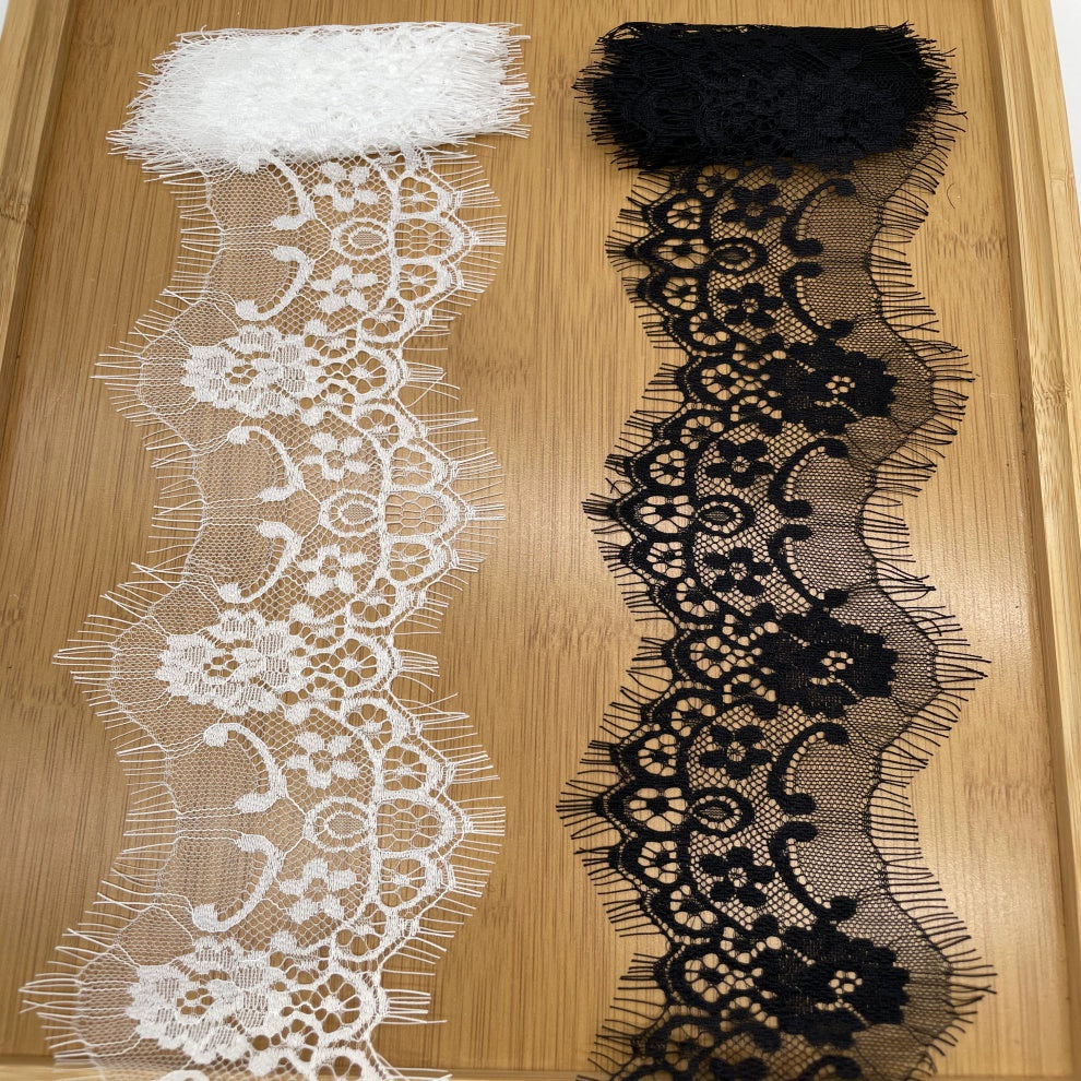 3763 Tres metros de largo y 8 cm de ancho, pestañas finas, encaje, accesorios de encaje hechos a mano, ropa de bricolaje, dobladillo de falda, cinturón decorativo