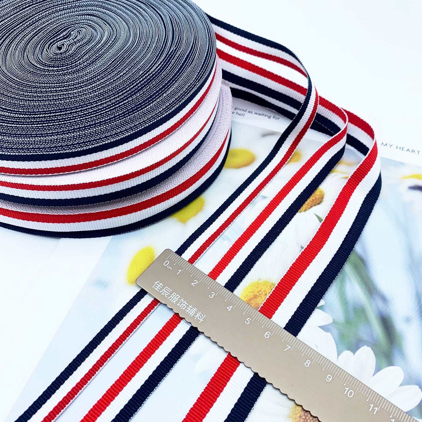 3887 Punto 1-4 cm, cintas a juego en colores rojo, blanco, azul marino y azul, tiras de ribete, tiras de presión de bordes, tiras laterales, joyería, accesorios textiles para el hogar