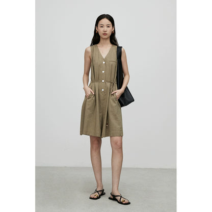 [Mono de vacaciones] Mono sin mangas con herramientas personalizadas de CAREMIND, chaleco con cordones en la cintura y pantalones cortos de pierna ancha 