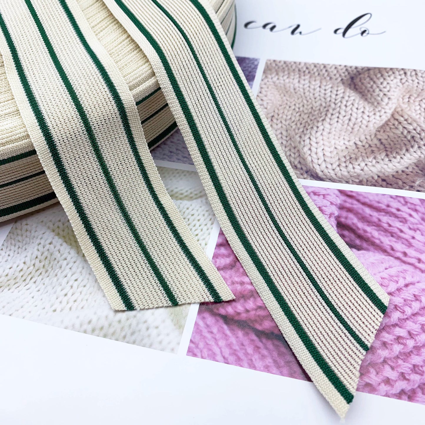 3890 Tira de ribete de punto de un solo lado con rayas de color de 4 cm, para accesorios de ropa, tira lateral para dobladillo de textiles para el hogar