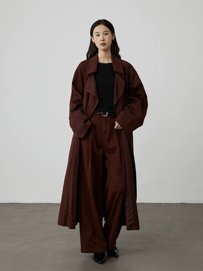 [Street Slack] CAREMIND retro dark red high-waisted jeans autumn new straight drape thin pants